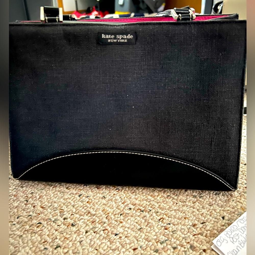 Kate Spade New York. Small shoulder strap black purse. Pink interior. Like new